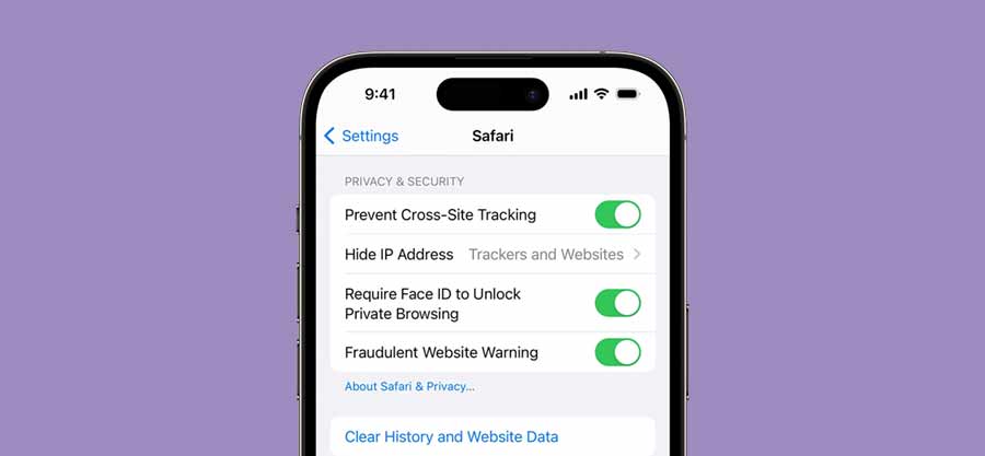 Safari privacy security settings for iPhone