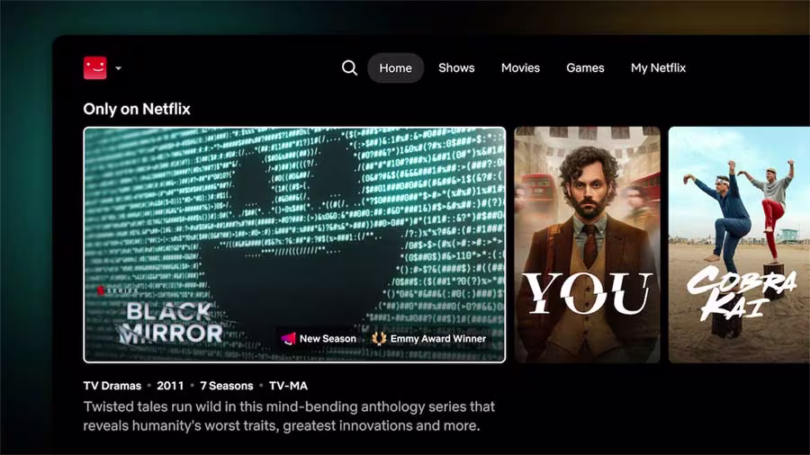 Netflix showcasing the new redesigned user interface.