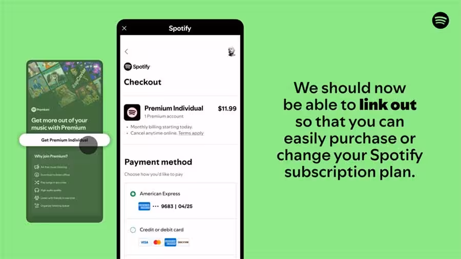 Spotify on iOS can now link out for in-app purchases.