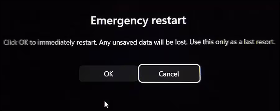 While holding down Ctrl, Click the Power icon in the bottom-right corner