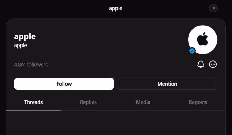 Apple has 4.8 million followers on threads right now without a single post.