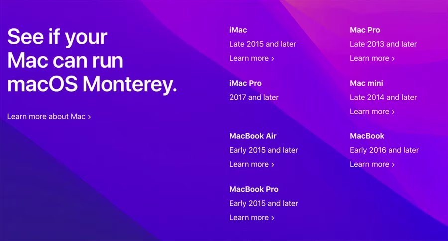 List of macOS 12 Monterey compatible Macs