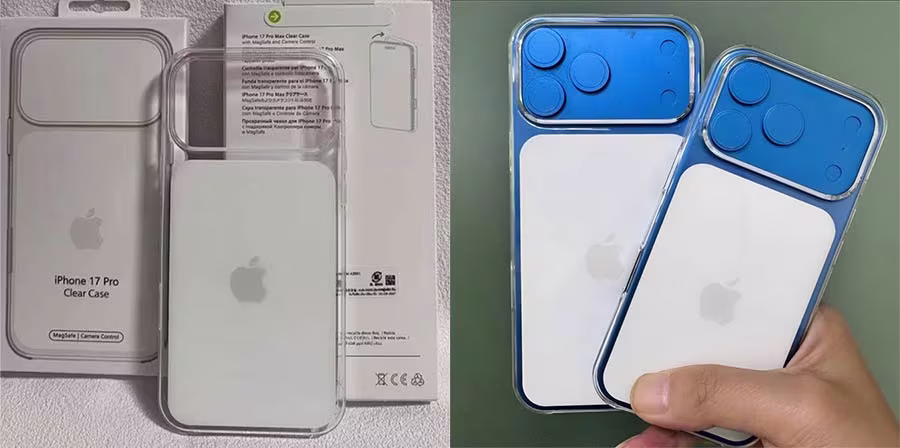 Apple iPhone 17 Pro clear cases showing opaque section