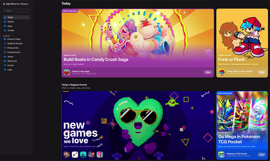 Apples New App Store Web Interface Showing Today Tab And App Categories In Browser