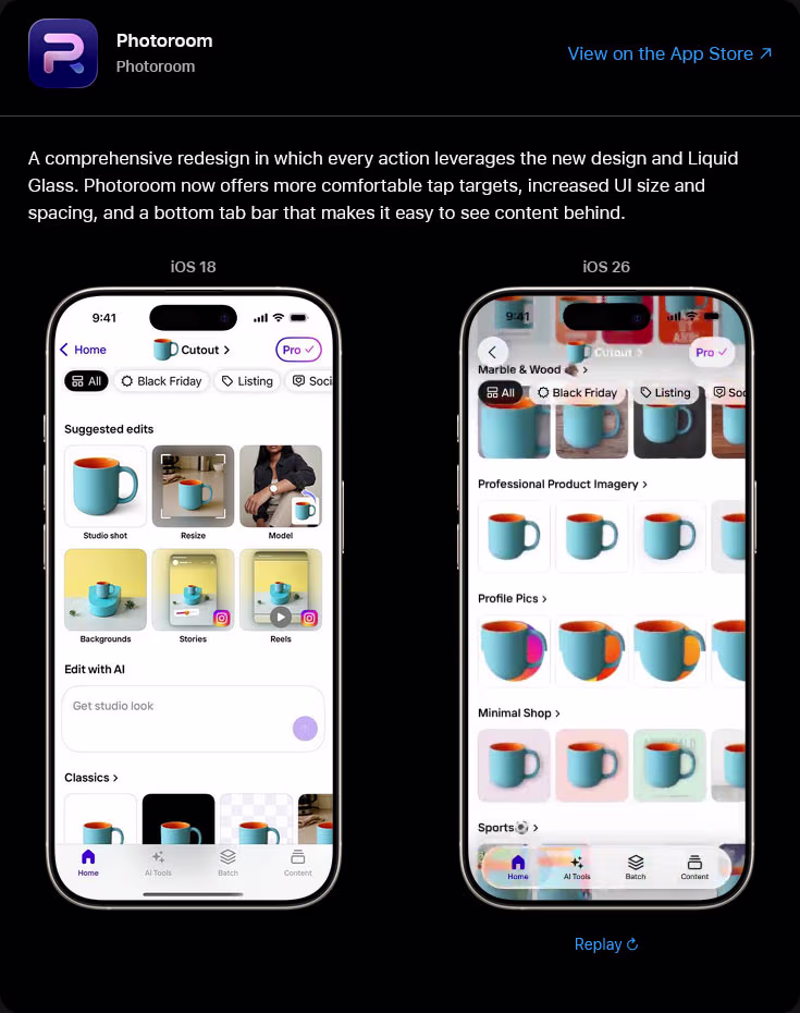 Photoroom On IOS 26 Liquid Glass
