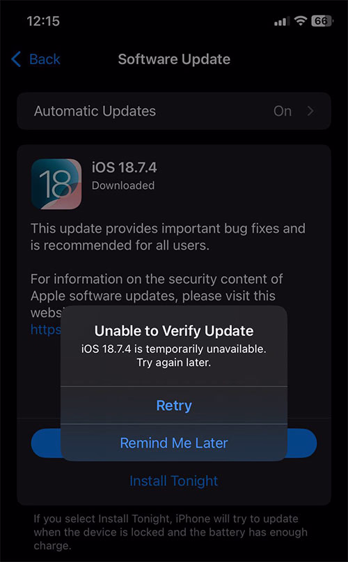 IOS 18.7.4 Pulled By Apple 1