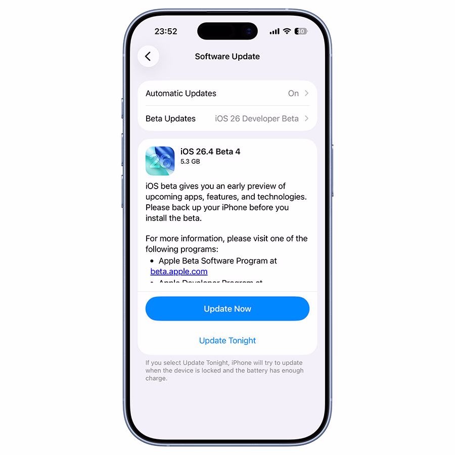Ios 26.4 Beta 4 Ota